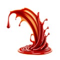 A splash of red thick liquid. 3d illustration, 3d rendering. png image. Red ketchup splashes isolated on white Royalty Free Stock Photo