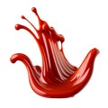 A splash of red thick liquid. 3d illustration, 3d rendering. png image. Red ketchup splashes isolated on white Royalty Free Stock Photo