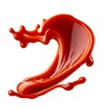 A splash of red thick liquid. 3d illustration, 3d rendering. png image. Red ketchup splashes isolated on white Royalty Free Stock Photo