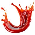 A splash of red thick liquid. 3d illustration, 3d rendering. png image. Red ketchup splashes isolated on white Royalty Free Stock Photo