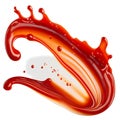 A splash of red thick liquid. 3d illustration, 3d rendering. png image. Red ketchup splashes isolated on white Royalty Free Stock Photo