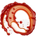 A splash of red thick liquid. 3d illustration, 3d rendering. png image. Red ketchup splashes isolated on white