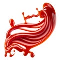 A splash of red thick liquid. 3d illustration, 3d rendering. png image. Red ketchup splashes isolated on white Royalty Free Stock Photo