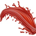 A splash of red thick liquid. 3d illustration, 3d rendering. png image. Red ketchup splashes isolated on white Royalty Free Stock Photo