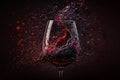 splash red wine drink in a glass on a dark background Generative AI Royalty Free Stock Photo