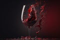 splash red wine drink in a glass on a dark background Generative AI Royalty Free Stock Photo