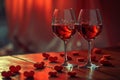 Splash of red wine in the glass forming the heart shape Royalty Free Stock Photo