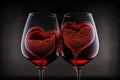 Splash of red wine in the glass forming the heart shape. Generative Ai. Royalty Free Stock Photo