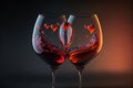 Splash of red wine in the glass forming the heart shape. Generative Al. Royalty Free Stock Photo