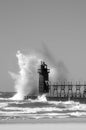 Splash at the South Haven Lighthouse at Lake Michigan Royalty Free Stock Photo