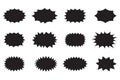 Splash star icon set in flat style. Set of explosion background for a surprising and shocking moment with sample texts. Royalty Free Stock Photo