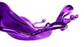 A splash of transparent liquid of a purple color on a white background. 3d illustration, 3d rendering