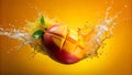 A Splash of Tropical Bliss: A Mango Explosion of Flavor  AI Generated Royalty Free Stock Photo