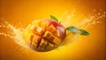 A Splash of Tropical Bliss: A Mango Explosion of Flavor  AI Generated Royalty Free Stock Photo