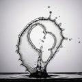 Splash of water forms a heart shape upon impact, captured in Royalty Free Stock Photo