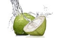 Splash of water on green coconut