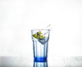 Splash of water with ice and lemon in a glass Royalty Free Stock Photo