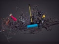 Splash water mixed mop, spray, bottle cleanser Royalty Free Stock Photo