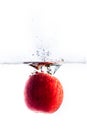 Splash of water with red apple and white background Royalty Free Stock Photo
