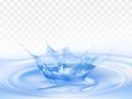 Splash on water surface 3d realistic vector Royalty Free Stock Photo