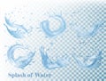 Splash of water on transparent background. Royalty Free Stock Photo
