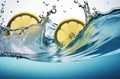 A splash of water with two lemons in it Royalty Free Stock Photo