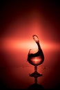 Splash of water in wine glass on a red background Royalty Free Stock Photo