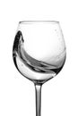 Splash of water in a wine glass on a white background. Studio shot. Water is the basis of life Royalty Free Stock Photo