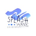 Splash wave logo template, water design element, abstract aqua badge watercolor vector Illustration Royalty Free Stock Photo