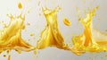 Splash of yellow water or juice isolated on transparent background. Set of realistic liquid waves, including beer Royalty Free Stock Photo