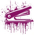 Splashed Purple Stapler Graphic Design Royalty Free Stock Photo
