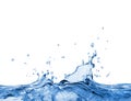 Splashes of blue oceanic water on a white background Royalty Free Stock Photo