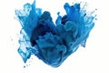 splashes of bursted azure blue color paint in heart shape