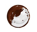 Splashes of chocolate and milk in spherical shape Royalty Free Stock Photo