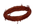 Splashes of chocolate rotate in a circular motion on white Royalty Free Stock Photo