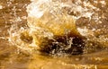 Splashes of dirty water on the surface of the river