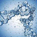 Splashes of water shaped of a DNA molecule. 3d render