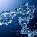 Splashes of water shaped of a DNA molecule. 3d render