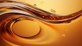 Splashes and drops of liquid oil. Fresh Olive or motor engine oil eco nature golden color close-up. Shine yellow Cosmetic oil or