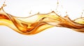 Splashes and drops of liquid oil. Fresh Olive or motor engine oil eco nature golden color close-up. Shine yellow Cosmetic oil or Royalty Free Stock Photo