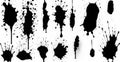 Splashes, drops, a set of black blots. Set of raster icons of liquid elements - illustration Royalty Free Stock Photo