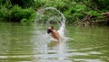 Splashes of freedom. Relaxation and rest. Swimming sport. Swimming skills. Man enjoy swimming in river or lake. Submerge Royalty Free Stock Photo