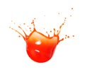 Splashes of fresh tomato juice isolated on white background Royalty Free Stock Photo