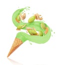 Splashes of ice cream with pistachios splashes