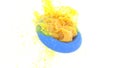 Splashes of orange juice Healthy food liquid drop falling 3d Royalty Free Stock Photo