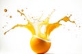 Splashes of orange juice in the studio