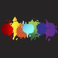 Splashes of paint on a black background. Rainbow spots. Bright grunge pattern on a black background. Vector image Royalty Free Stock Photo