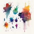 Splashes of paint spreading Bright colors on a white background Generative AI Royalty Free Stock Photo