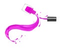 Splashes of purple nail polish pour out of the bottle Royalty Free Stock Photo