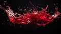 Splashes of red wine from dark-coloured grape varieties. Black background. Generative AI Royalty Free Stock Photo